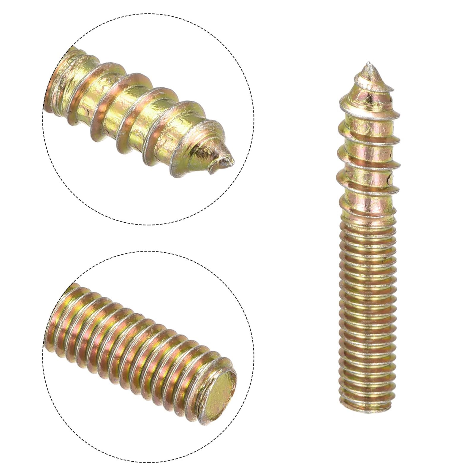 TOP-VIGOR 24Pcs Hanger Bolts, M6x35mm Double Headed Bolts Self Tapping Screw, Double Ended Dowel Screws, Screw Dowels Hanger - Image 4
