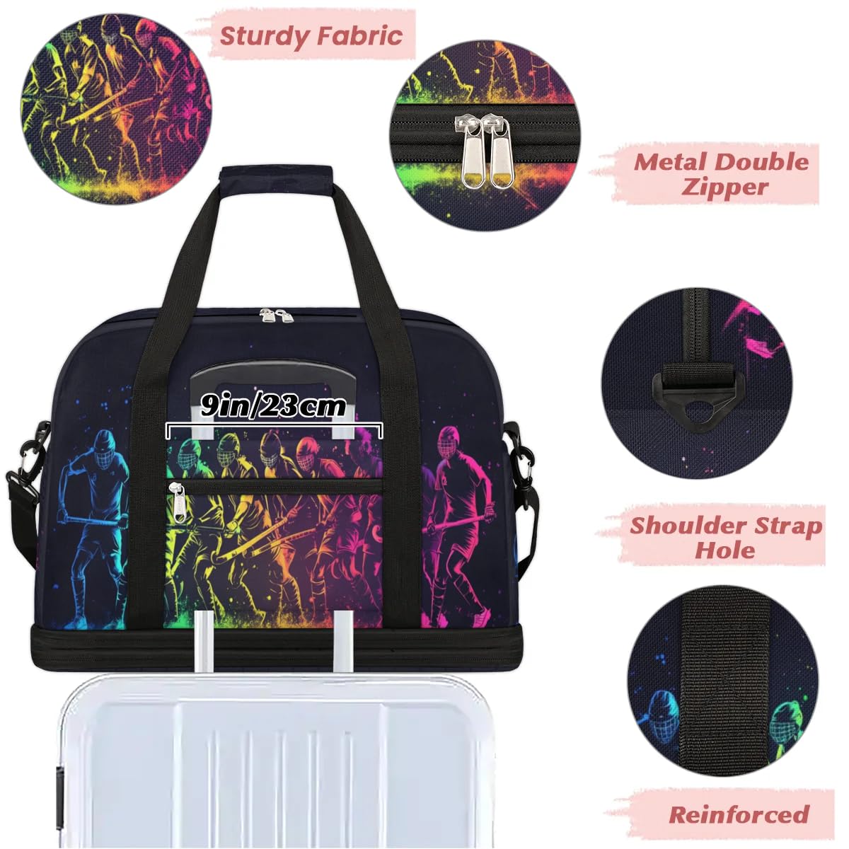 Sac de sport de hockey pour homme et femme, sac de week-end, sac fourre-tout pliable et séparé, 47 l, couleur, 47 L, Organiseur de sac