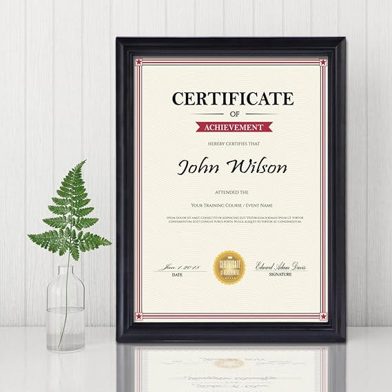 PETAFLOP Certificate Frames 8.5x11 Photo Frame Black Picture Frame Wall and Tabletop Mounting Type Pack of 4