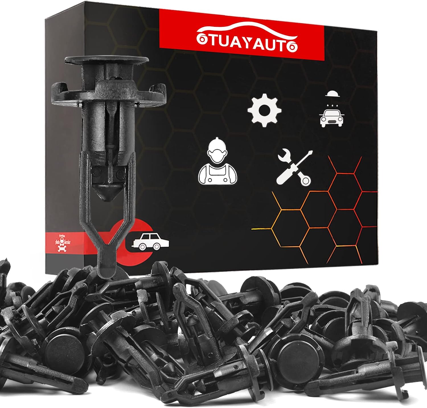 OTUAYAUTO 50Pcs Rivet Retainer Fender Bumper Fasteners Clips, OEM# 52161-02020 9mm Nylon Push-Type Automotive Clips for Toyota Tacoma Yaris Camry Tundra Sienna 4Runner Avalon Matrix Highlander