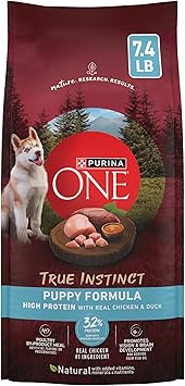Purina ONE True Instinct with Real Chicken and Duck High Protein Puppy Food Formula Natural with Added Vitamins, Minerals and Nutrients - 7.4 lb. Bag