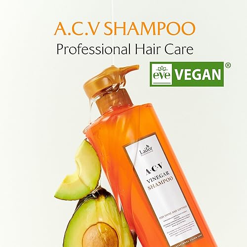 Miniatura 4 de LA'DOR Champú aclarante de vinagre de sidra de manzana con árbol de té con pH subácido equilibrado  brillo brillante refrescante para la caspa