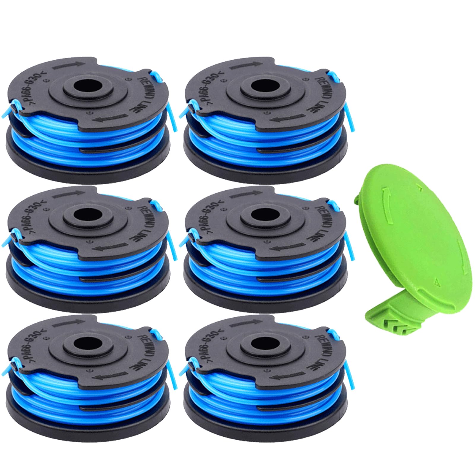 2900719 String Trimmer Spool Line for Greenworks 2101602 2101602A STBA40B210 ST40B410 Lawn Mower, Replacement Strimmer Spool Line for Greenworks (6 Spool+1 Cap)