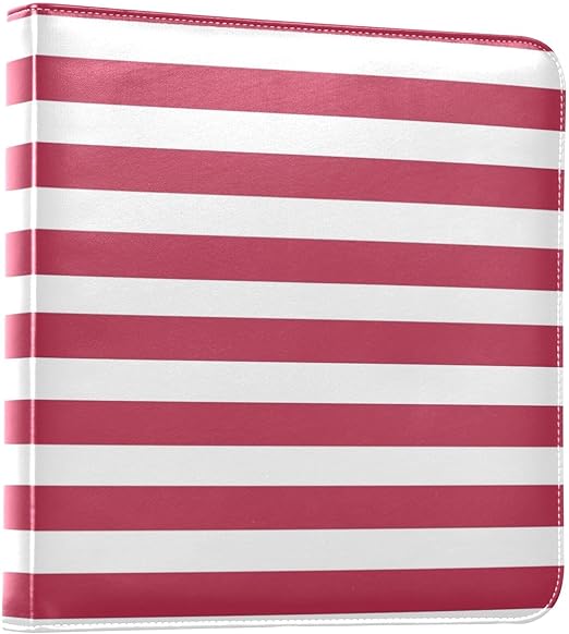 DOMIKING Magenta Red Stripes Photo Album Self Adhesive