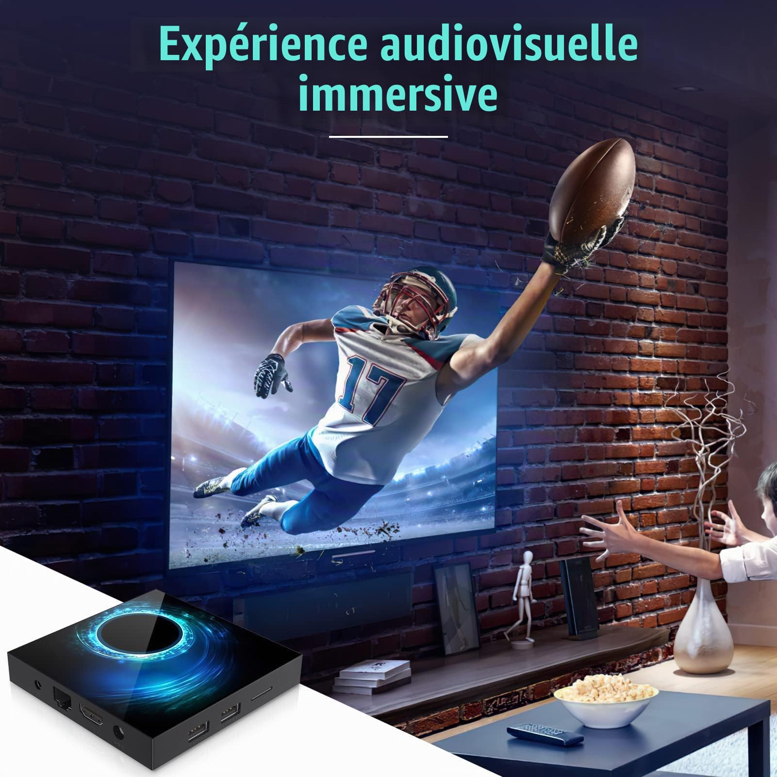Android TV Box 10.0, Android Box 4GB RAM 32GB ROM Quad-Core Arm Cortex-A53 Con WiFi 2.4G/5.0G Ethernet 10/100M 6k HD Boitier TV Android