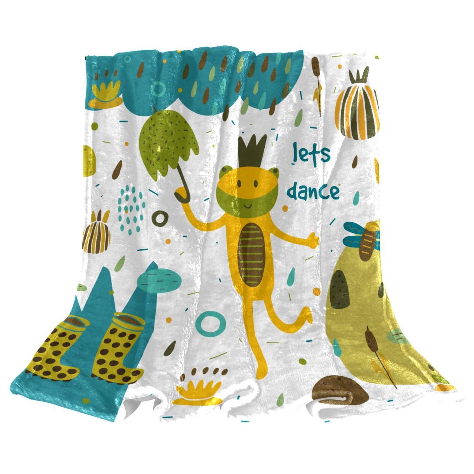 Couverture polaire douce grenouille et lotus imprimé durable