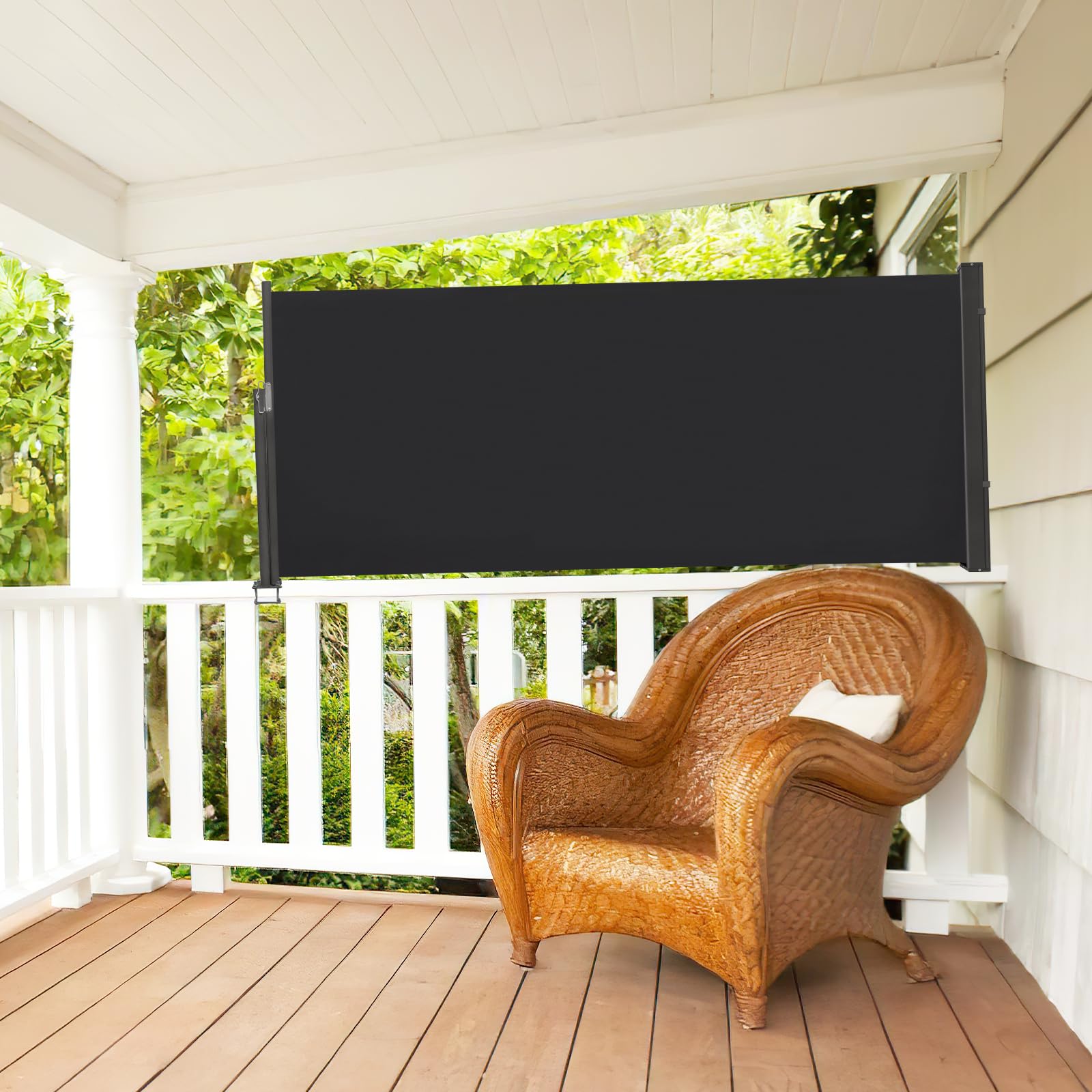 Brise Vue Retractable, Paravent Exterieur Retractable Store Exterieur Opaque, Protection de l'intimité et du Vent pour Balcon Terrasse Exterieur, Anthracite Store latéral, 100x300cm