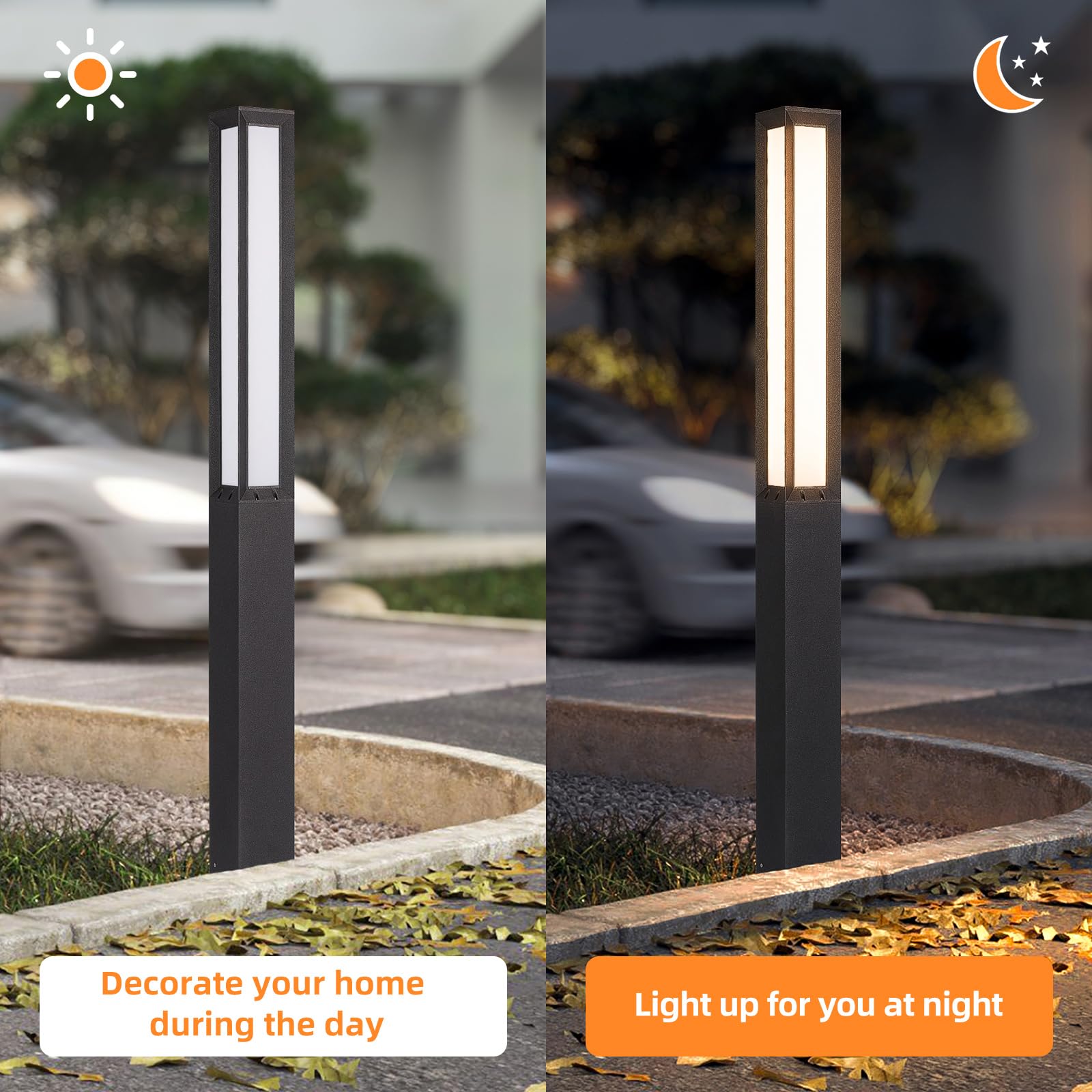 Linkmoon 32" Outdoor Path Lights - 3000K Warm White LED Landscape Lighting IP65 Waterproof