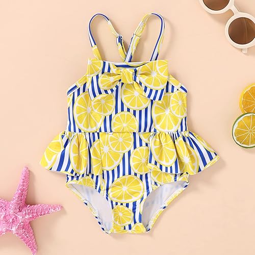 Miniatura 2 de Bebé Niña Sandía Traje De Baño Dinosaurio Limón Sin Espalda Traje De Baño Infantil Halter