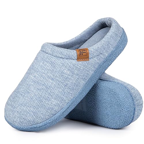 Women’s Slippers Cosy Memory-Foam Striped Knit Non-Slip Indoor Outdoor Ladies