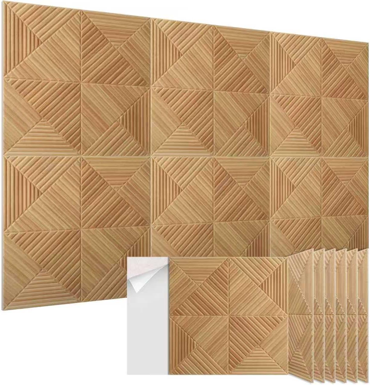 6 Pack Large Acoustic Panels,23.6 x 23.6 Inches Soundproof Wall Panels,Decorative Sound Panels,Self-Adhesive Acoustic Wall Panels,Decorative Soundproof Panels for Home Studio Office,Log color 6 Pack Log Color