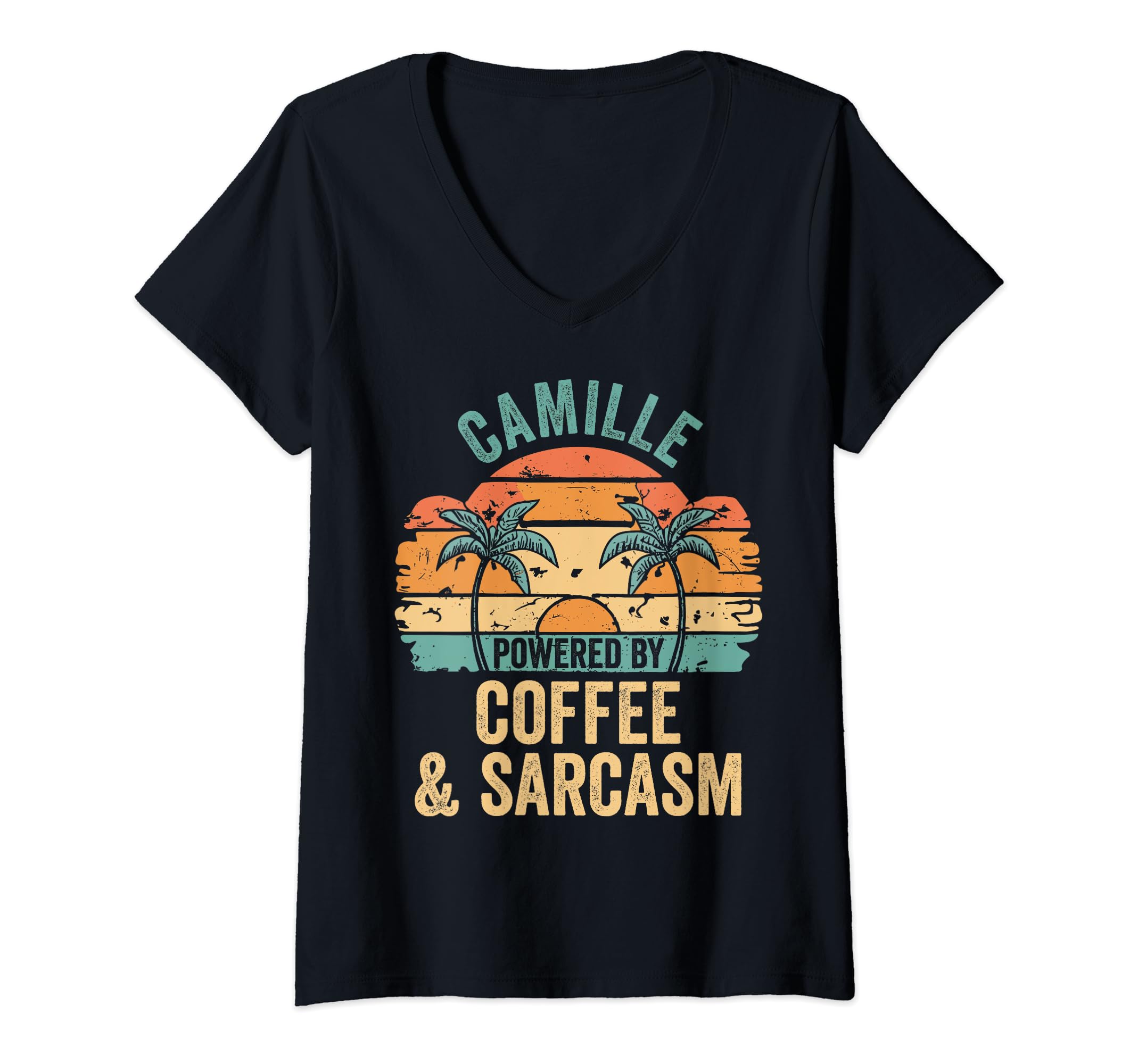 Coffee Gift For Women Gift For CAMILLECAMILLE Vibes Only Cute Retro Girls CAMILLE Name V-Neck T-Shirt
