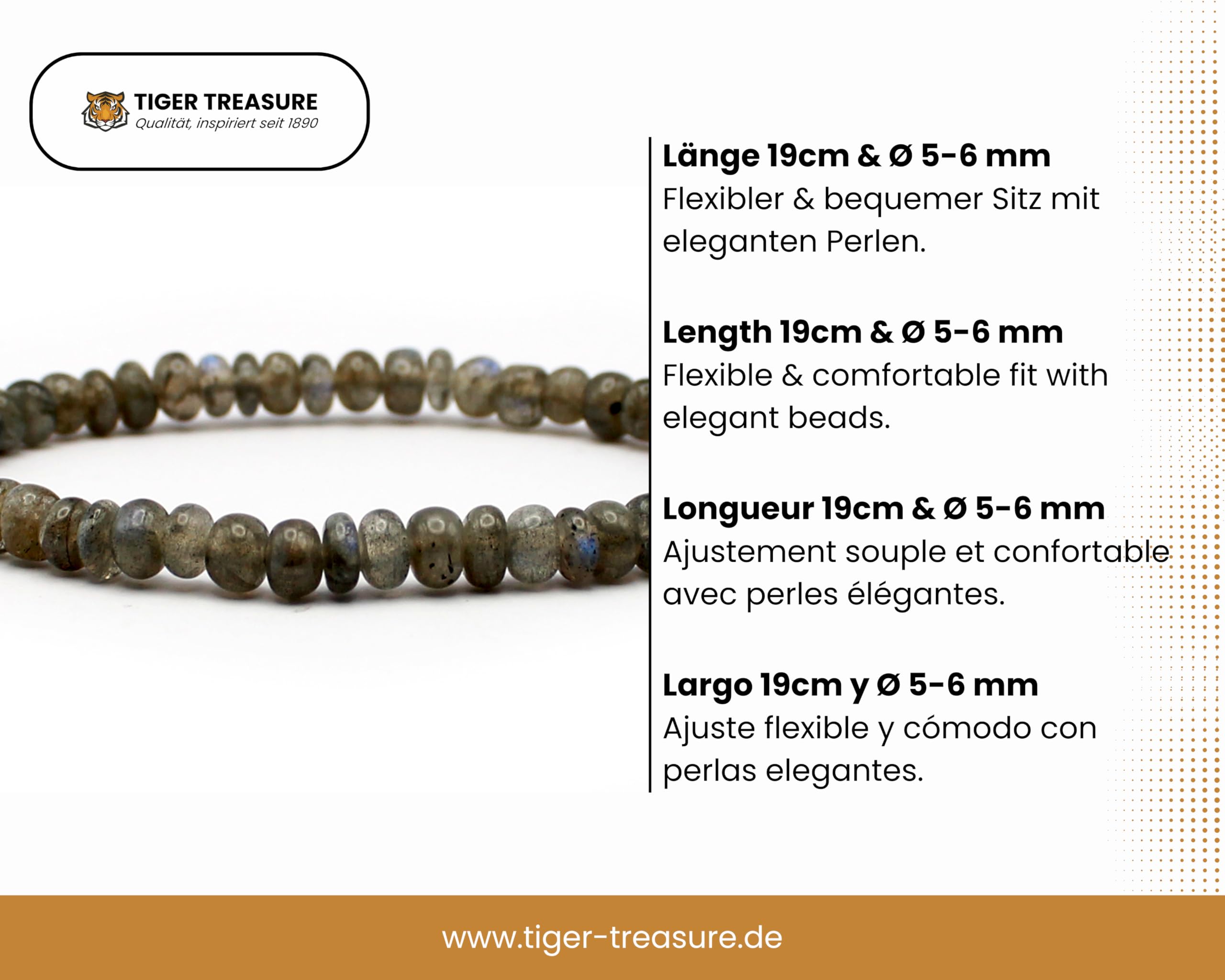 Bracciale Labradorite in pietre preziose Rondell, Gemma, labradorite
