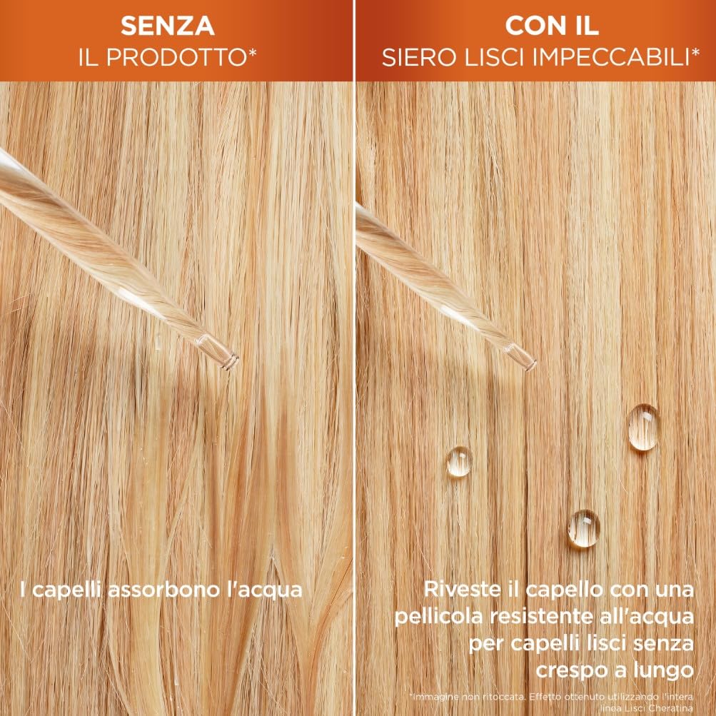 Garnier Fructis Siero Termoprotettore, Per Capelli Lisci e Lucenti a Lungo, Resistenti all'Umidità, Trattamento Lisciante alla Cheratina Vegetale e Olio di Argan, Lisci Cheratina, 50 ml - 4
