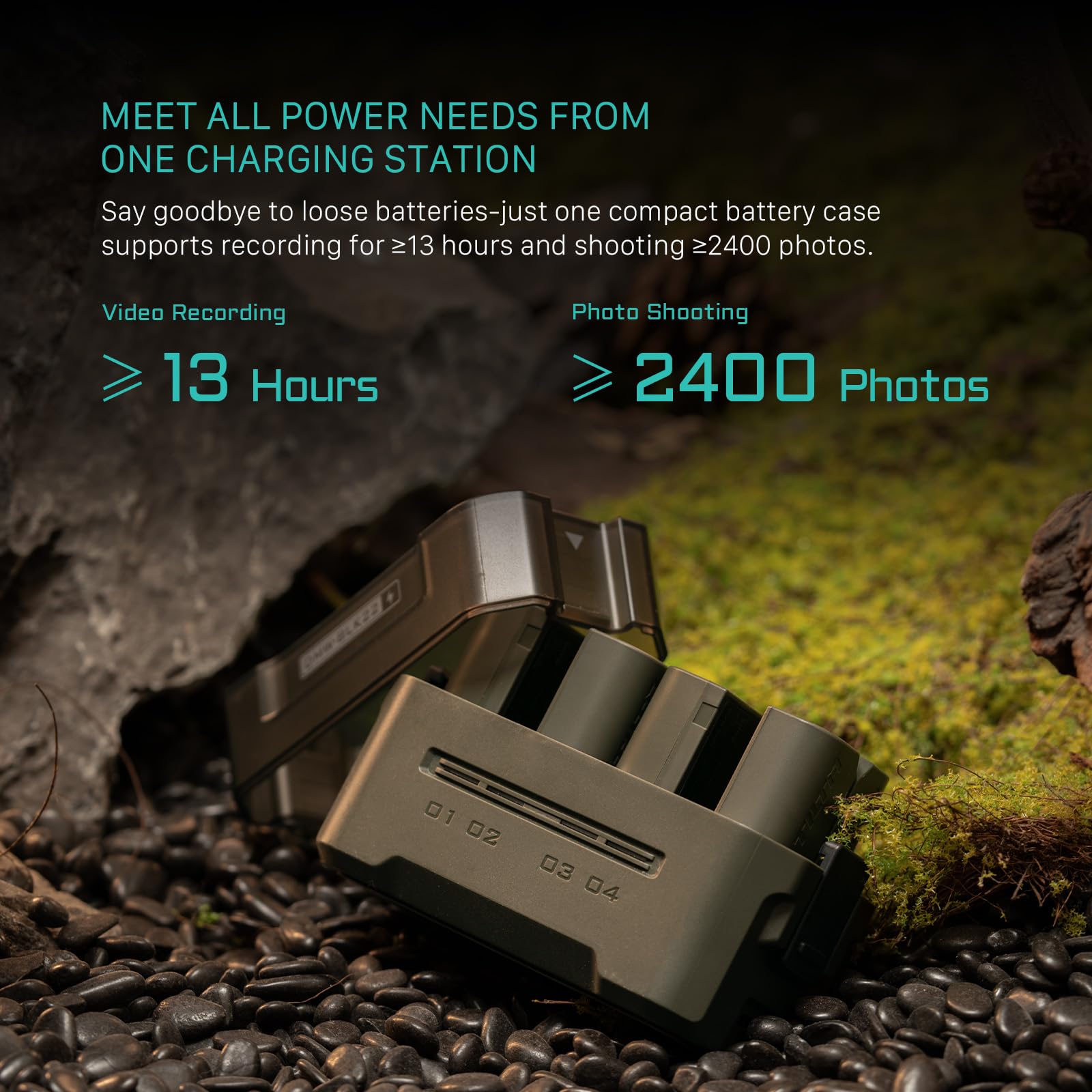 Tilta DMW-BLK22 - Stazione di ricarica portatile – verde | carica 4 batterie w/USB-C PD 45 W ricarica rapida | sicura per Lumix DC-S5, S5II, S5IIX, S5M2, S5M2X, S1RII, GH6, GH6L, GH5II, G9M2