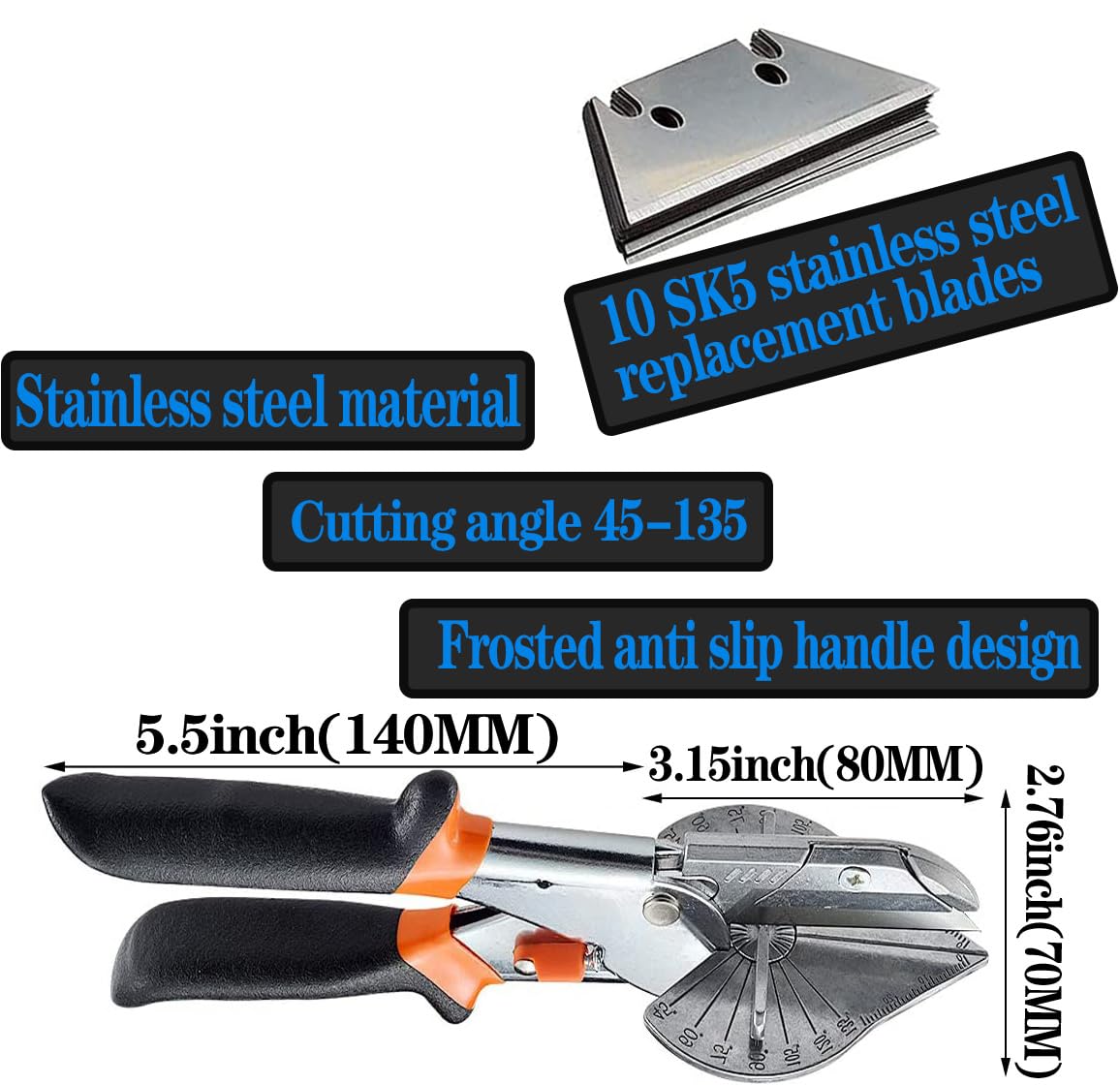 Miter Shears Angle Cutter Plastic Cutter Venetian Blind Cutter trunking Cutter, Silver - Image 3