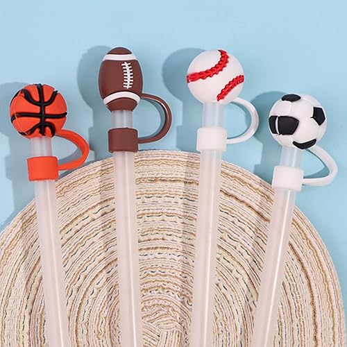 Miniatura 7 de Funda para popote de baloncesto, fundas de silicona para popote de fútbol compatibles con Stanley, accesorios para copas Stanley de 40 onzas,