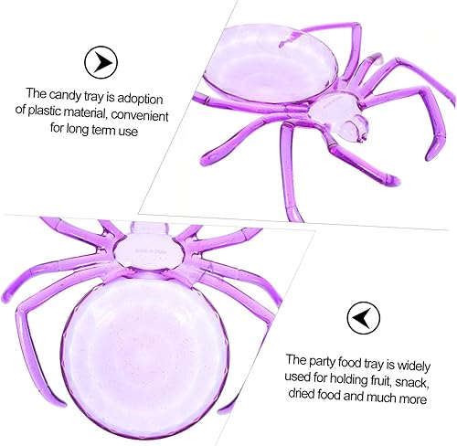 Miniatura 6 de Alipis Plato de araña, bandeja de servir en forma de araña de Halloween, plato de frutas de plástico, bandeja decorativa de postre para decoración