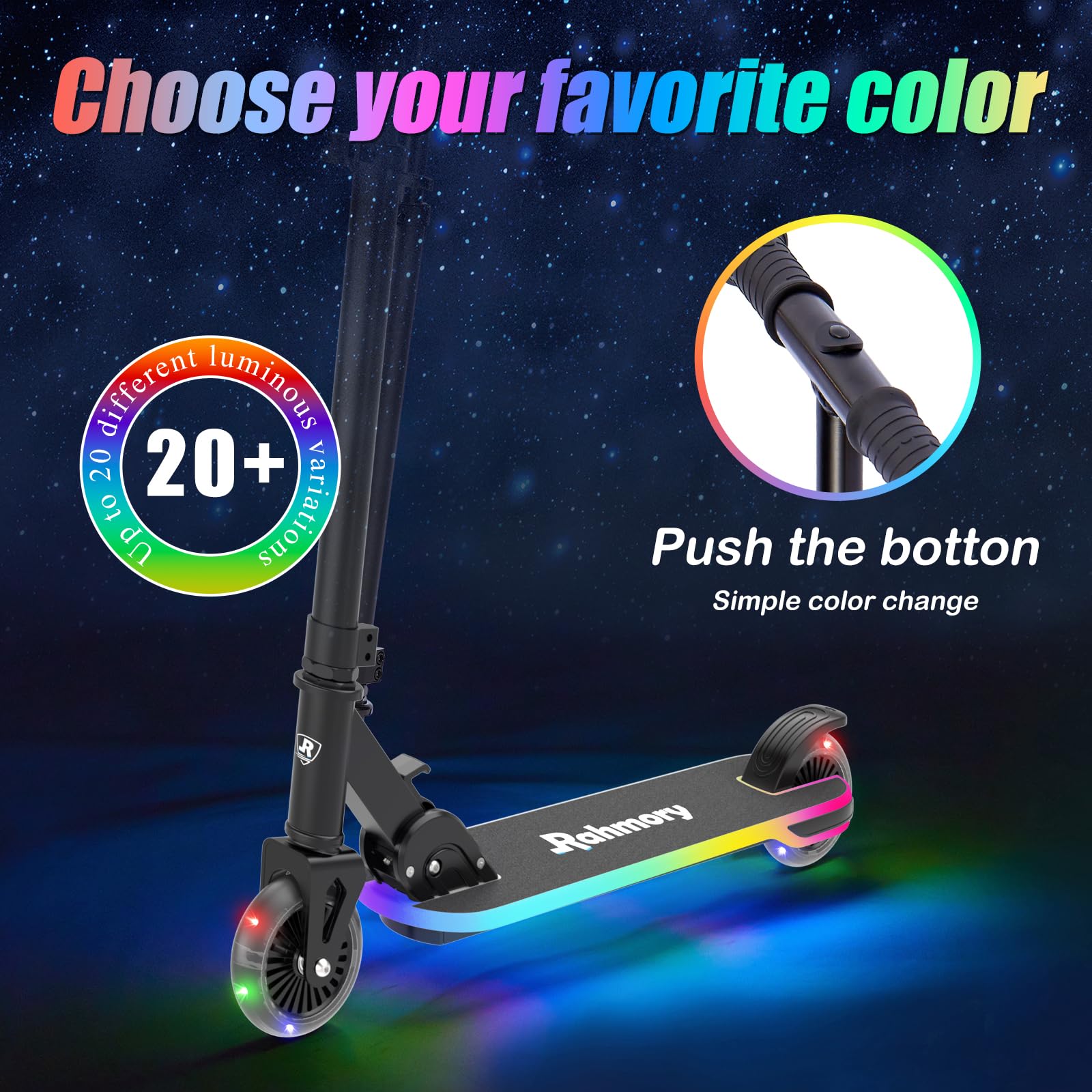 Patinete para edades de 5 a 12 años, niños, adolescentes. Carga máxima de 155 libras. Plegable, ligero, con ruedas iluminadas y cubierta de luz dinámica, adolescentes y adultos, 3 niveles 2