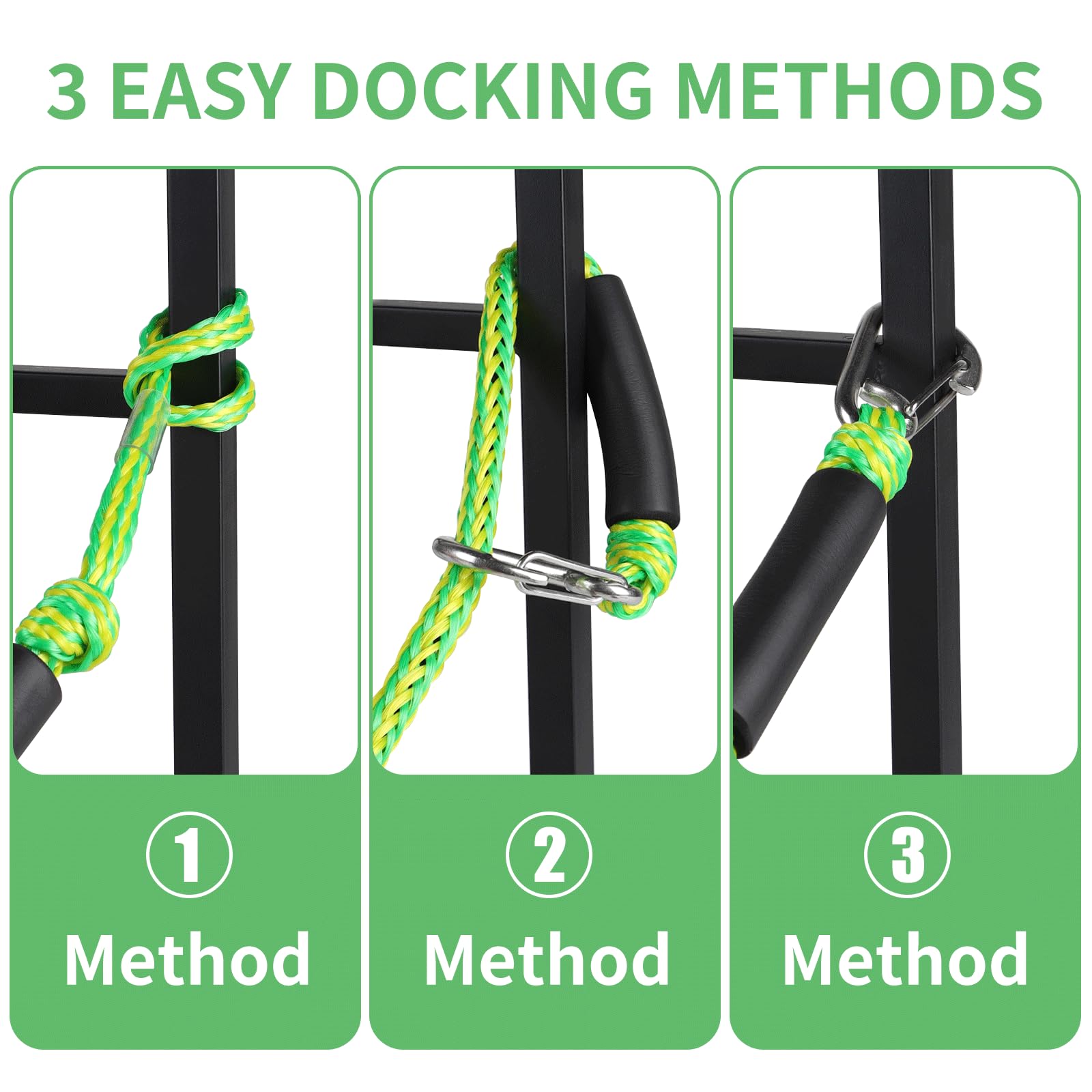 EFUTURETIME 2 x Corde d'Amarrage Bateau 10cm Bungee Corde Kayak Extensible, Dock Line Cord avec Crochet pour Kayak, Bateau à Moteu, Canoë, Pontoon (Vert)