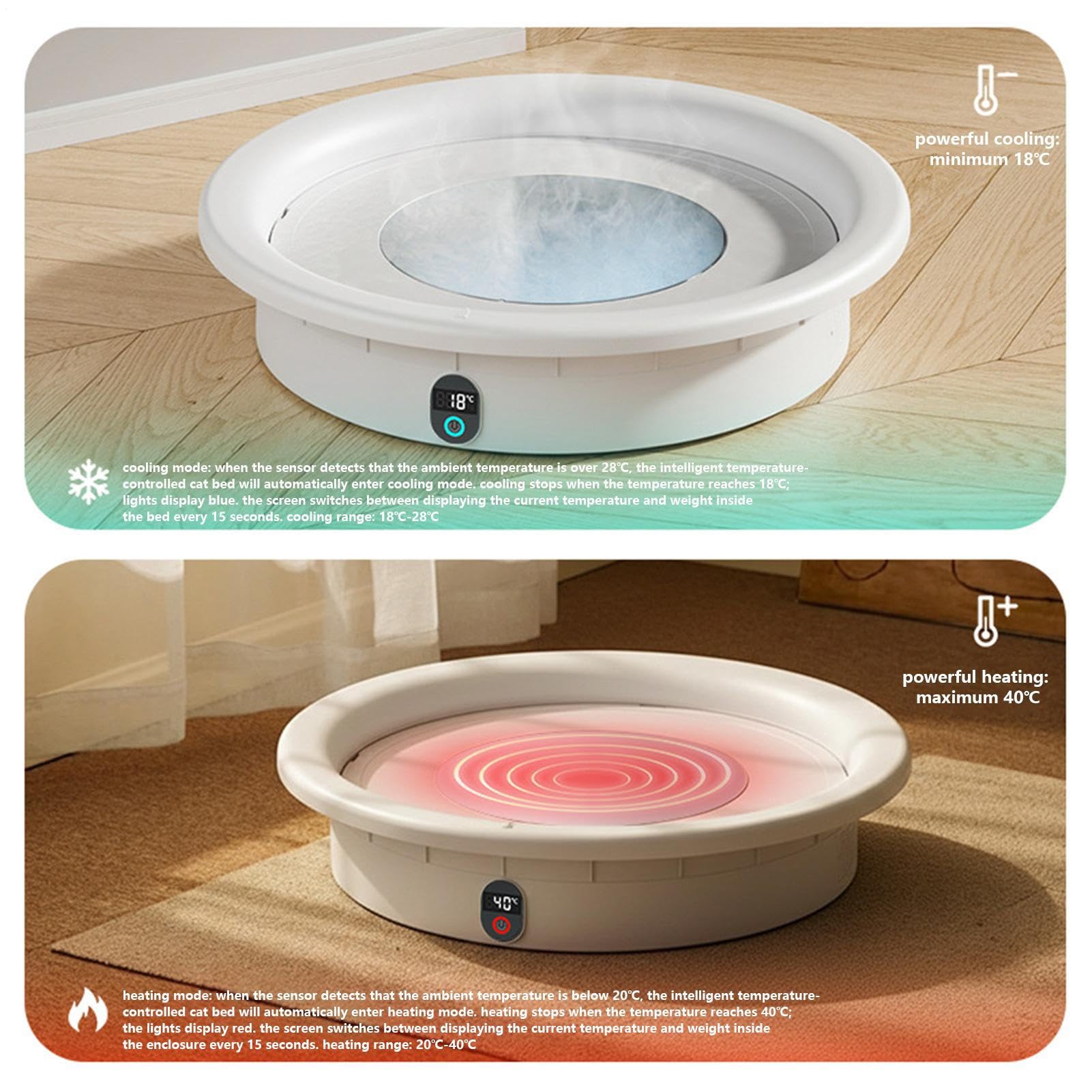 Letto riscaldante per cani con temperatura costante e rinfrescante | Letto elettrico per cani, capacità 15 kg, attivata da pressione, intelligente per cani e cuccioli di razze
