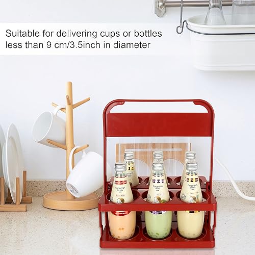 Miniatura 6 de Grubhub - Portabidoras de bebidas de plástico con asa, 3 unidades, plegable, de plástico, para 6 tazas, reutilizable, para entrega de botellas de