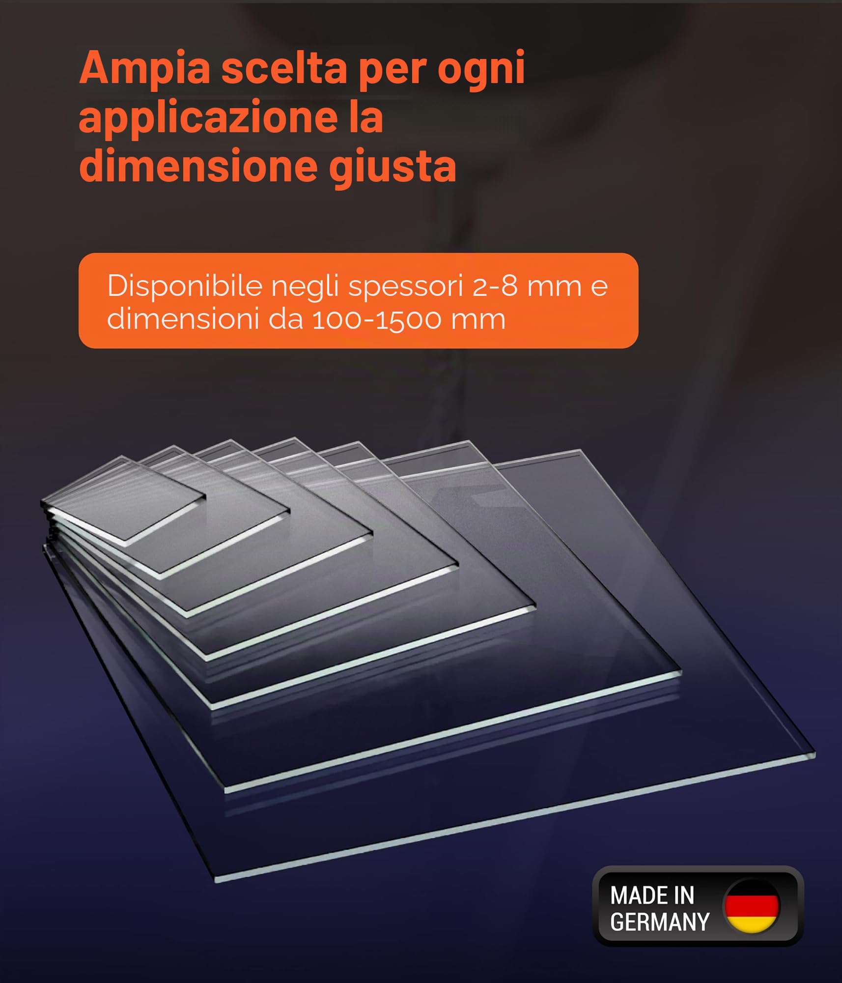 EH Design Pannello in vetro acrilico – Tagli angolari su misura (150x150x3 mm) – Resistente ai raggi UV e agli agenti atmosferici – Trasparente e altamente lucido – Per fai da te, mobili e terrari