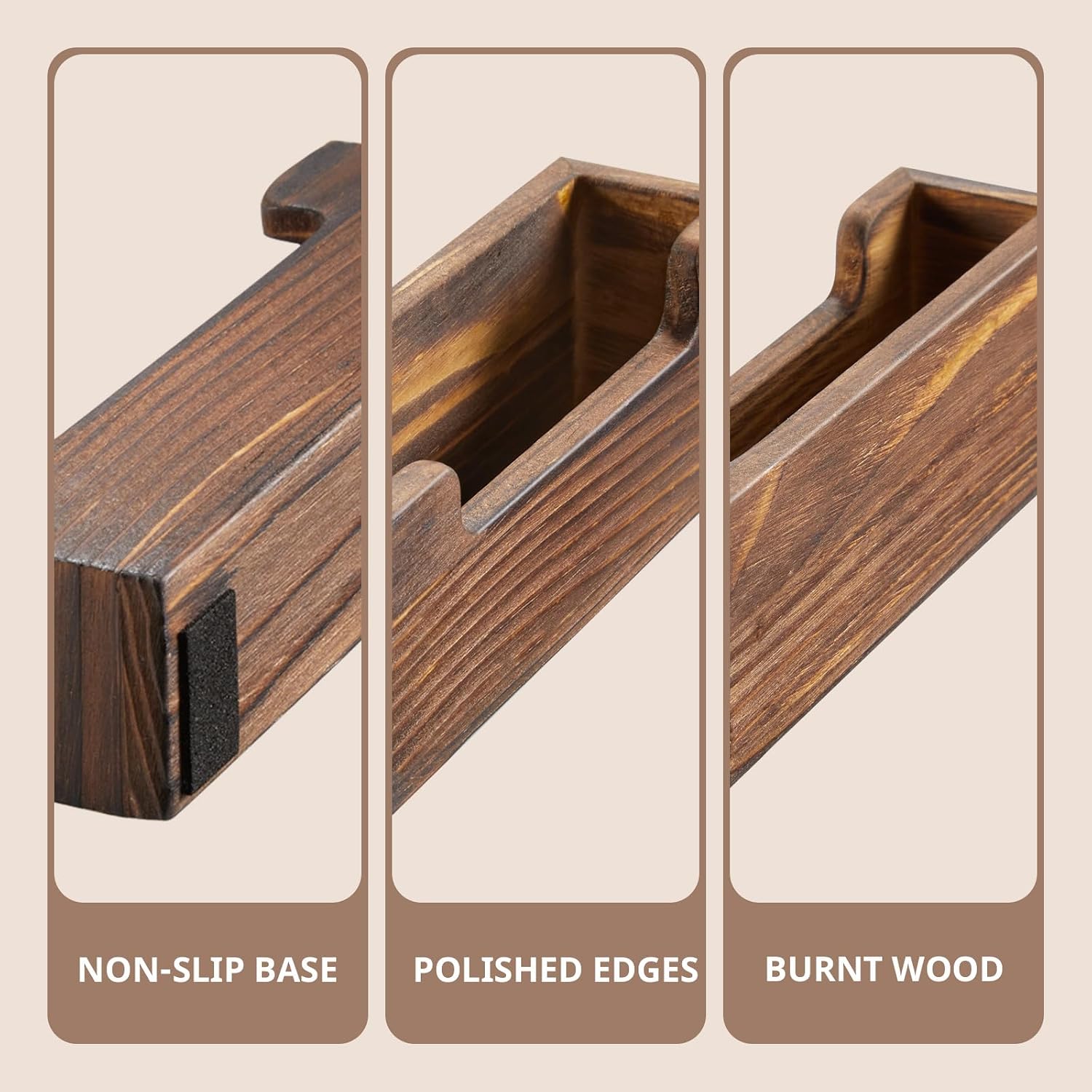 Bivvclaz Business Card Holder Desk, Burnt Wood Business Card Organizer Desktop Business Card Display Stand for Office Tabletop Exhibition, Small Business Essentials image 4