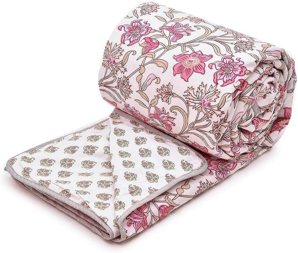 COZY FURNISH Super Soft Brushed Microfiber Cotton Double Dohar 84X96(Inches) Flannel Throws for Bed, AC, Lahariya Fabric Edging/Piping