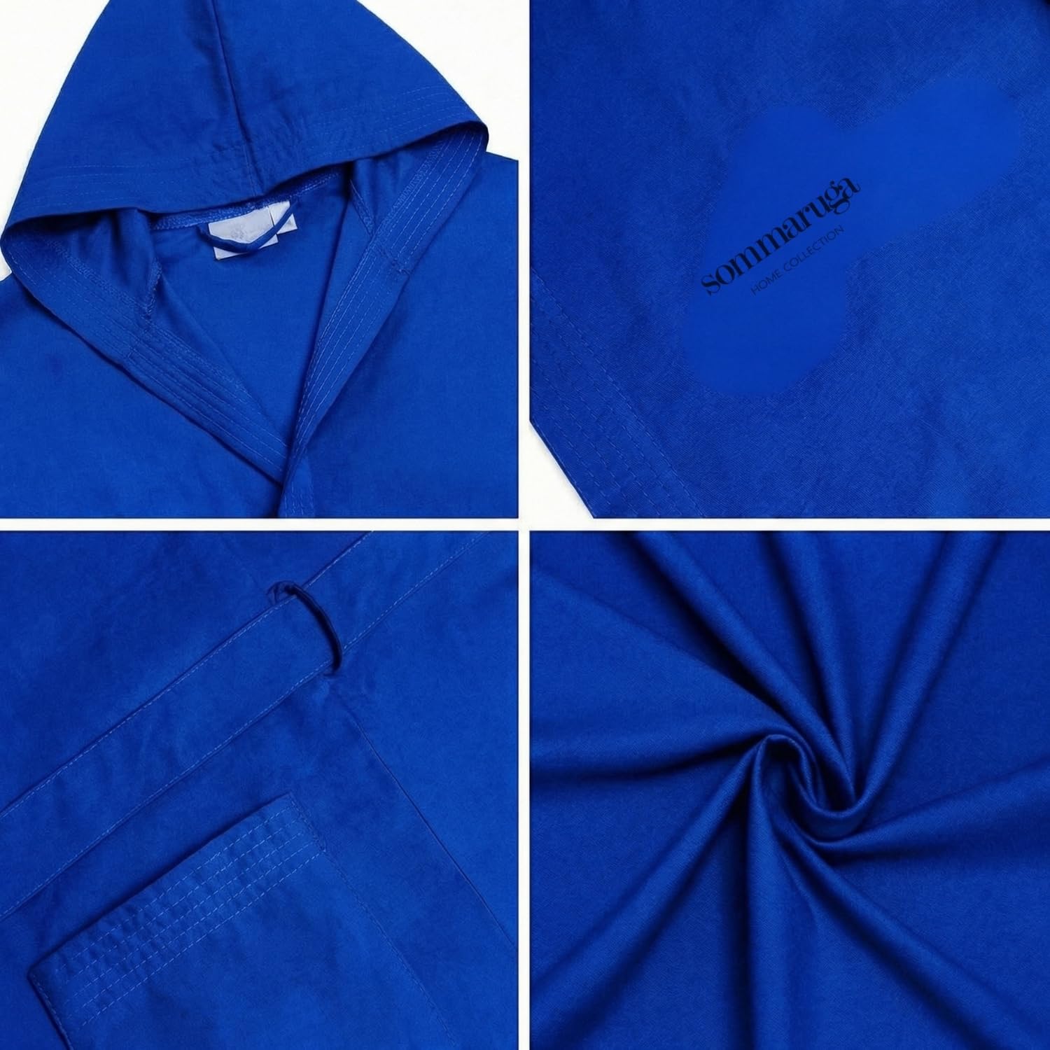 Intimitaly Accappatoio in Microfibra con Cappuccio, Tasche e Cintura, Unisex, Asciugatura Rapida, Traspirante, Disponibile in Vari Colori - 5