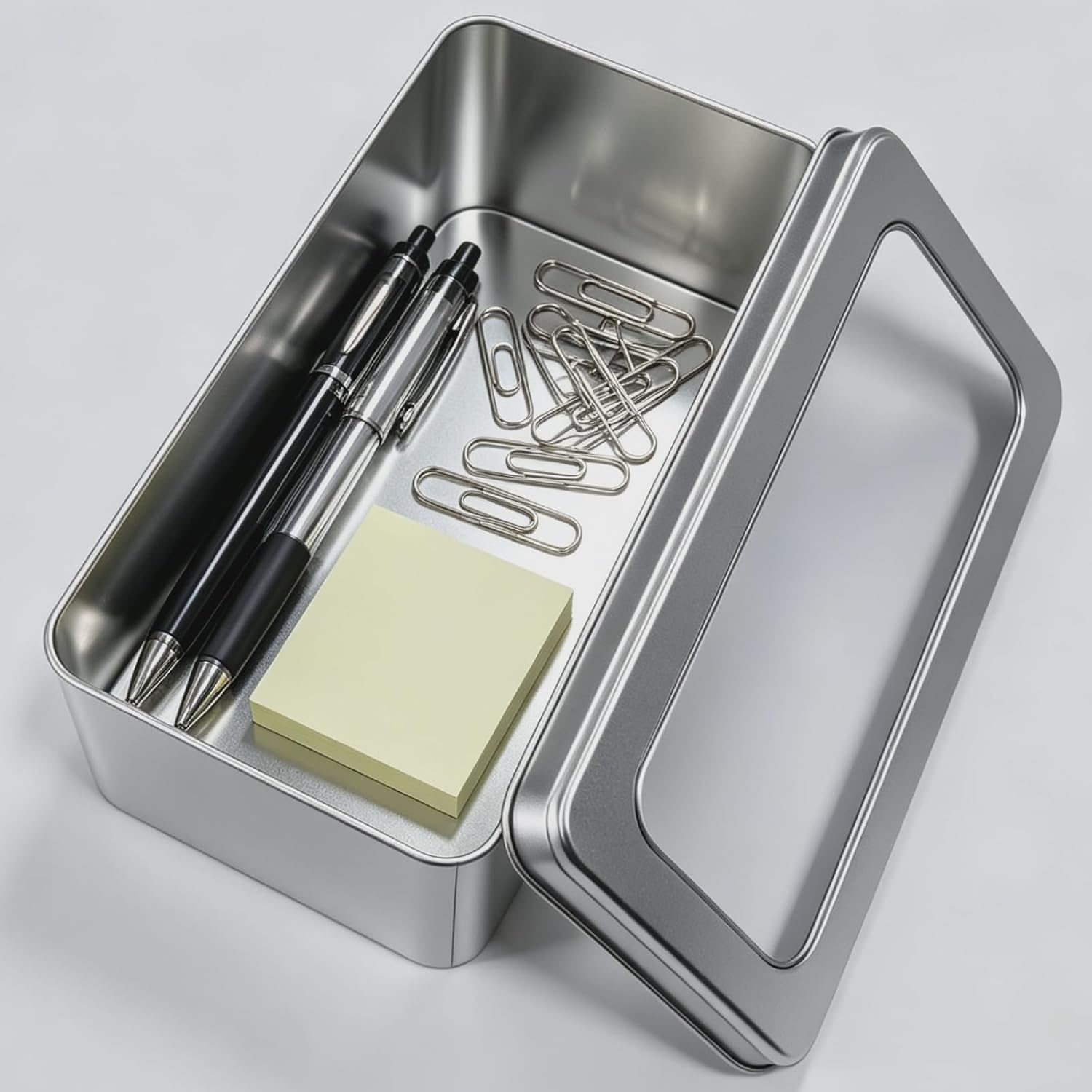 Goodma 2Pcs Rectangle Metal Tins Containers, Silver