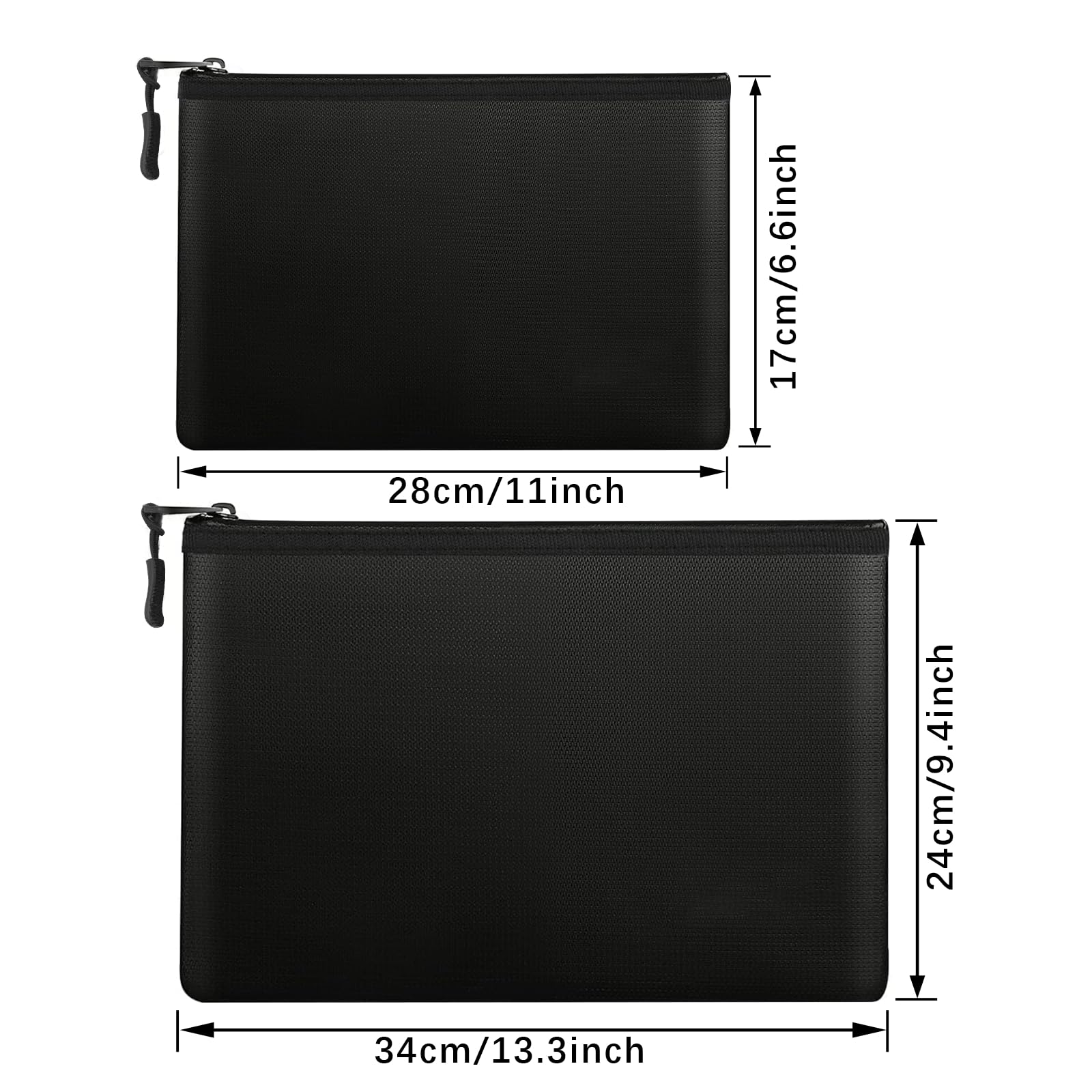 2Pcs Fireproof Document Bag A4/A5,Fireproof Document Pouch,Document Organizer Fire Proof Bag for Money Passport Credit Card etc (24 * 34cm+17 * 28cm) - Image 2