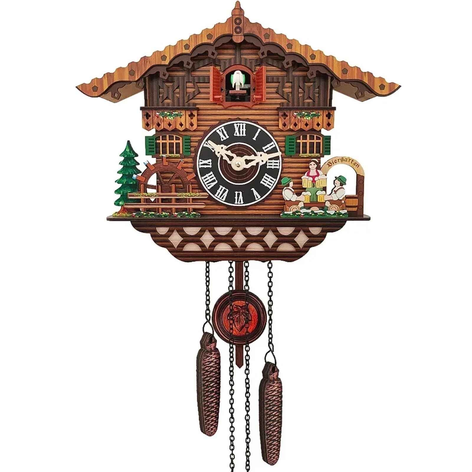 SNGUOQ Wall Clock Wood Living Room Decoration Vintage Cuckoo Pendulum Creative Silent Clocks Home Decor For Bedroom Office(Yellow)