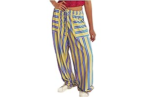 Striped Pants for Women | Wide Leg Flowy Pants Drawstring Casual Trousers