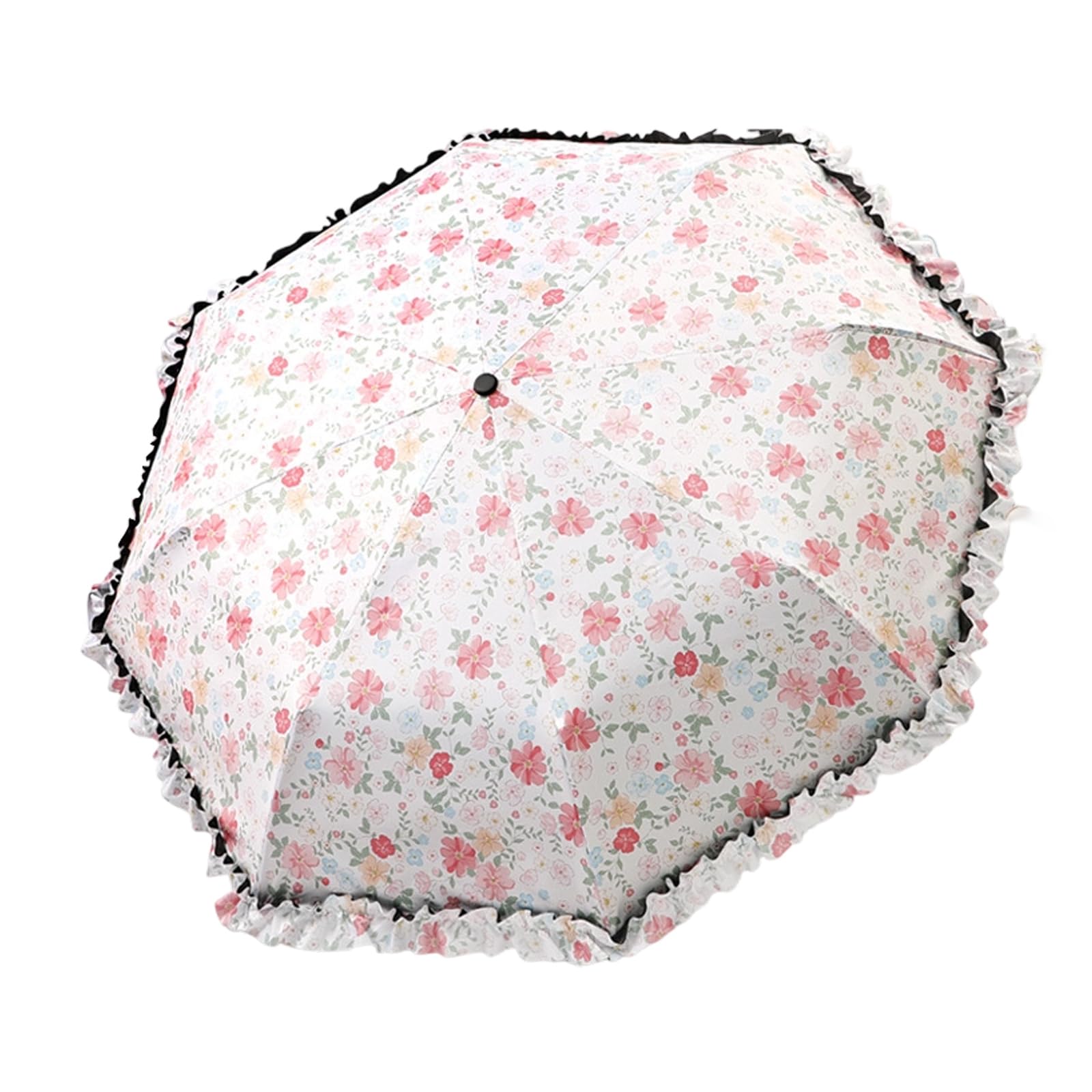 alloneslife Stylish 3 Fold Umbrella with Flower Pattern and Sturdy 8 Rib Construction for Sun Rain Folding Umbrella