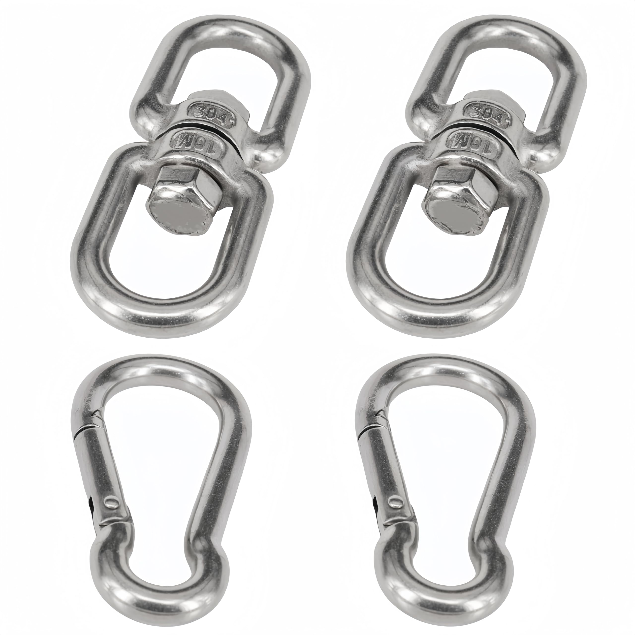 Photo 1 of 2PCS M10 Swivel Ring Double Ended Swivel Eye Hook with 2PCS M8 Spring Hooks, Eye to Eye Swivel Shackle Ring Connector for Swing, Hanging Chair, Hammock, and Fitness Ropes Supplies