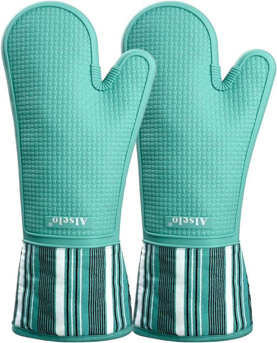 Silicone Oven Mitts Heat Resistant 550 Degree Extra Long Kitchen