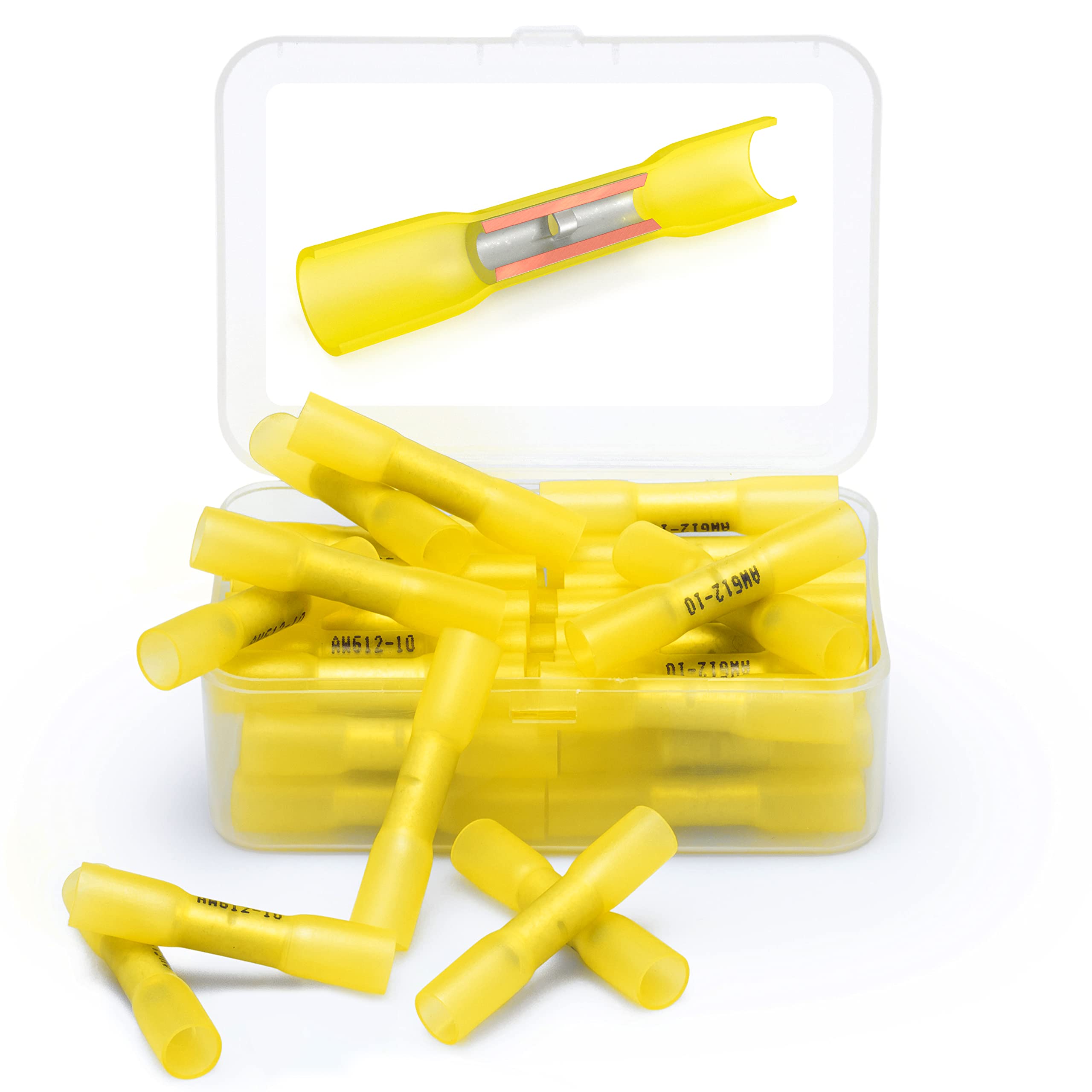 Wirefy 50 Pièces Cosses a Sertir Thermorétractables Bout à Bout - Cosses Électriques Isolés pour Cable sans Soudure - 4-6 mm²