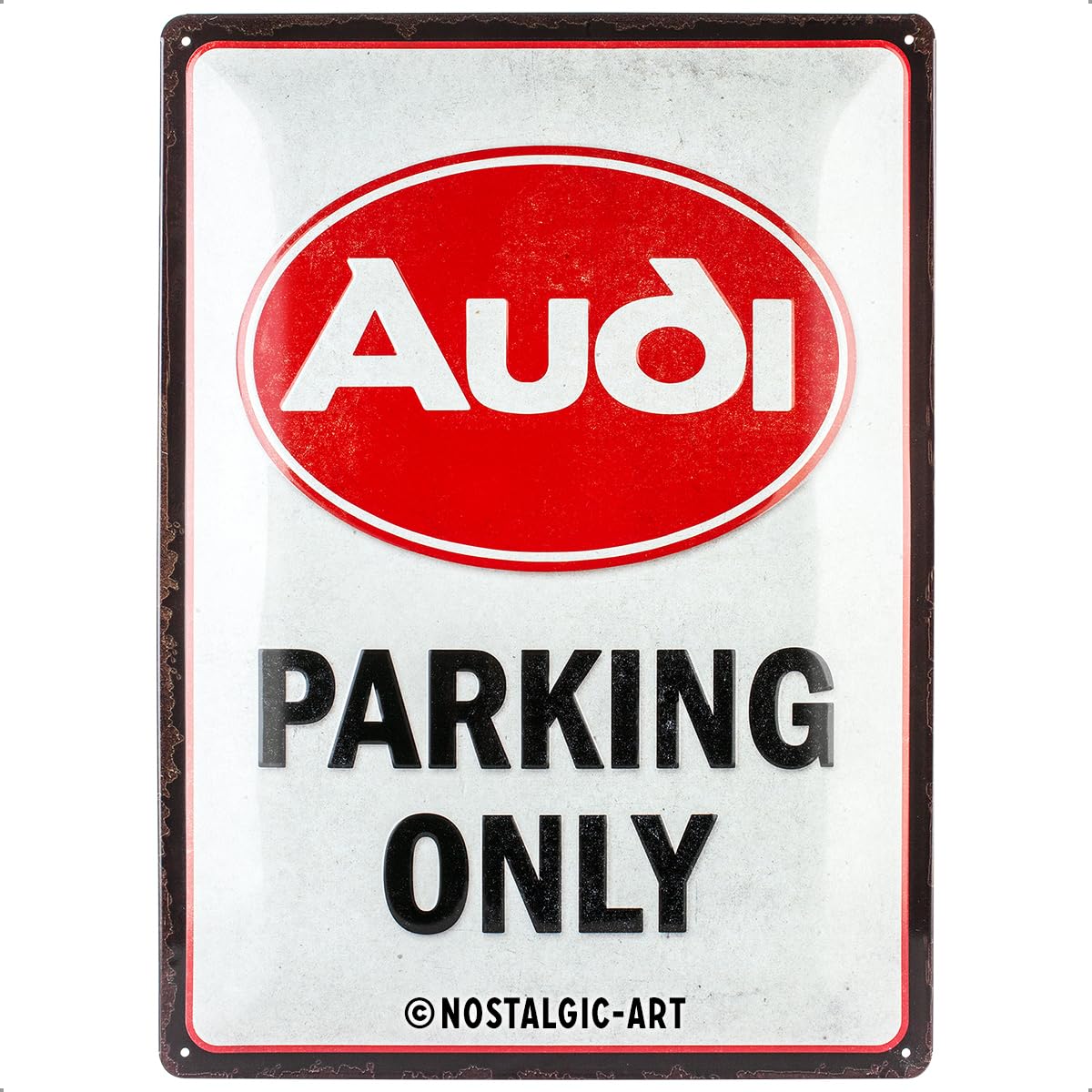 Plaque Métal Vintage Audi - Parking Only - Décoration Murale Verte