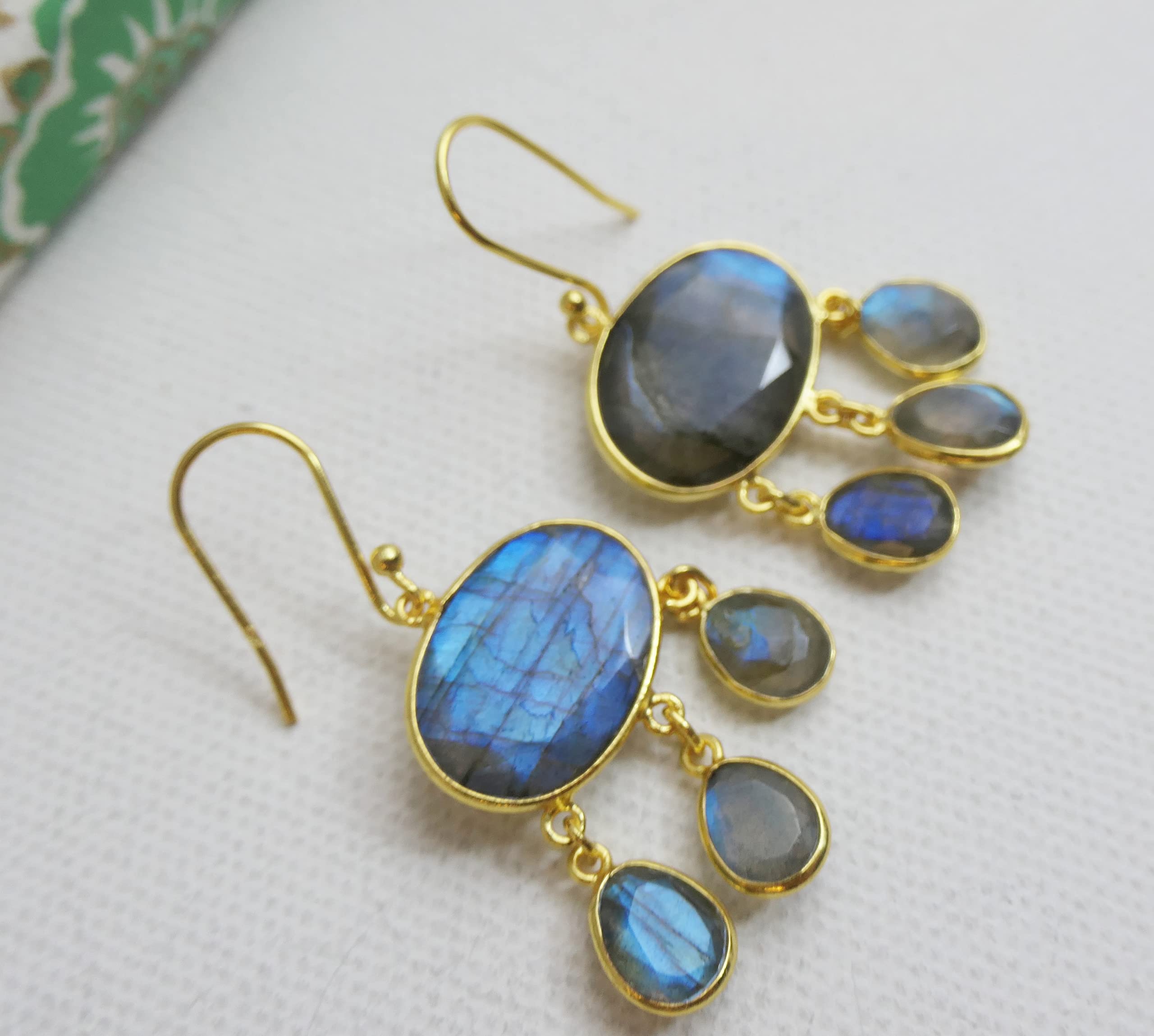 Orecchini in argento sterling con labradorite | Gioielli Eleganti Fatti a Mano da Donna - Stile Raffinato, Idea Regalo Romantica per Serate, Feste e Occasioni Speciali