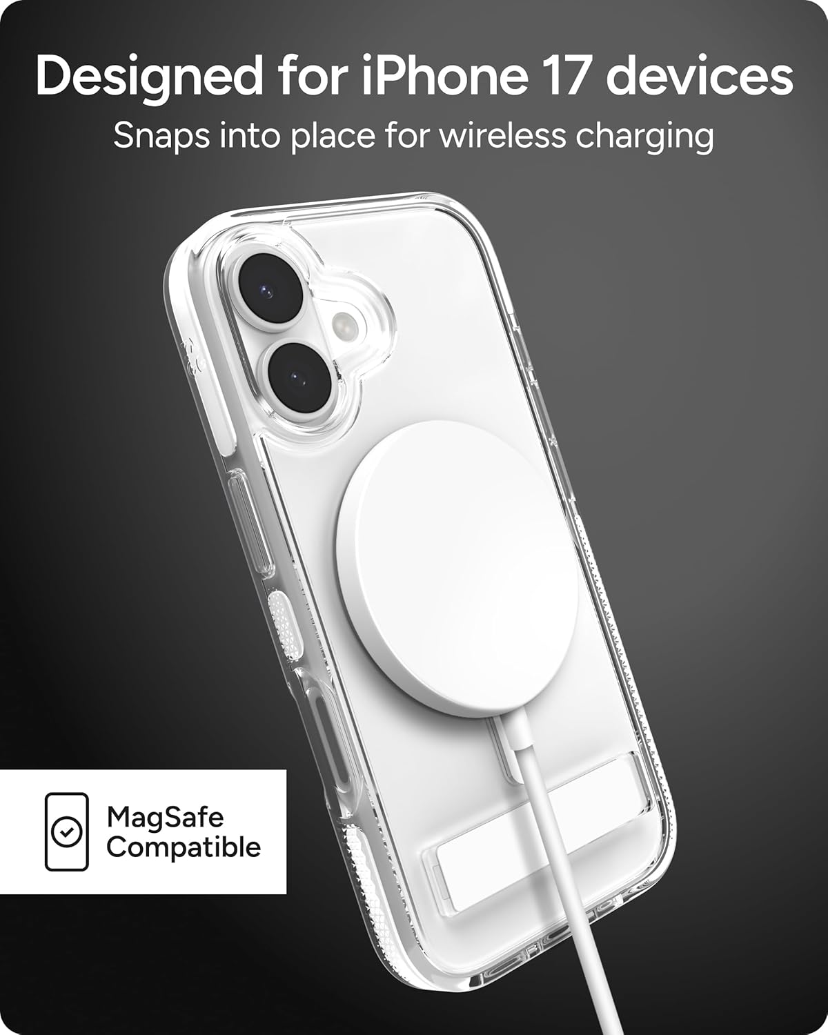ZAGG Santa Cruz Snap Case with Kickstand for iPhone 17 - White, Drop Protection (13ft/4m), MagSafe Charging Compatible, ClearGuard Anti-Yellowing Technology, Scratch Resistant Phone Case - Image 9