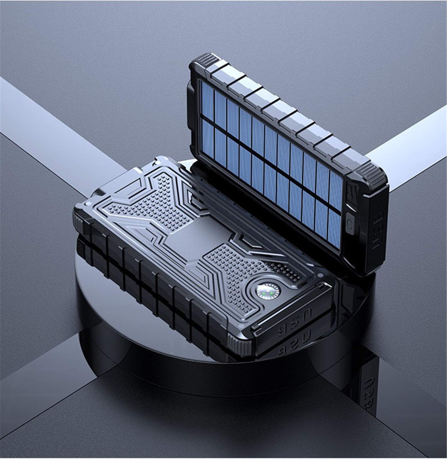 Banca di energia Solare Caricatore Portatile di Grande capacità Banca di Alimentazione Esterna LED Caricatore Solare Impermeabile Batteria 20000Mah, Blu