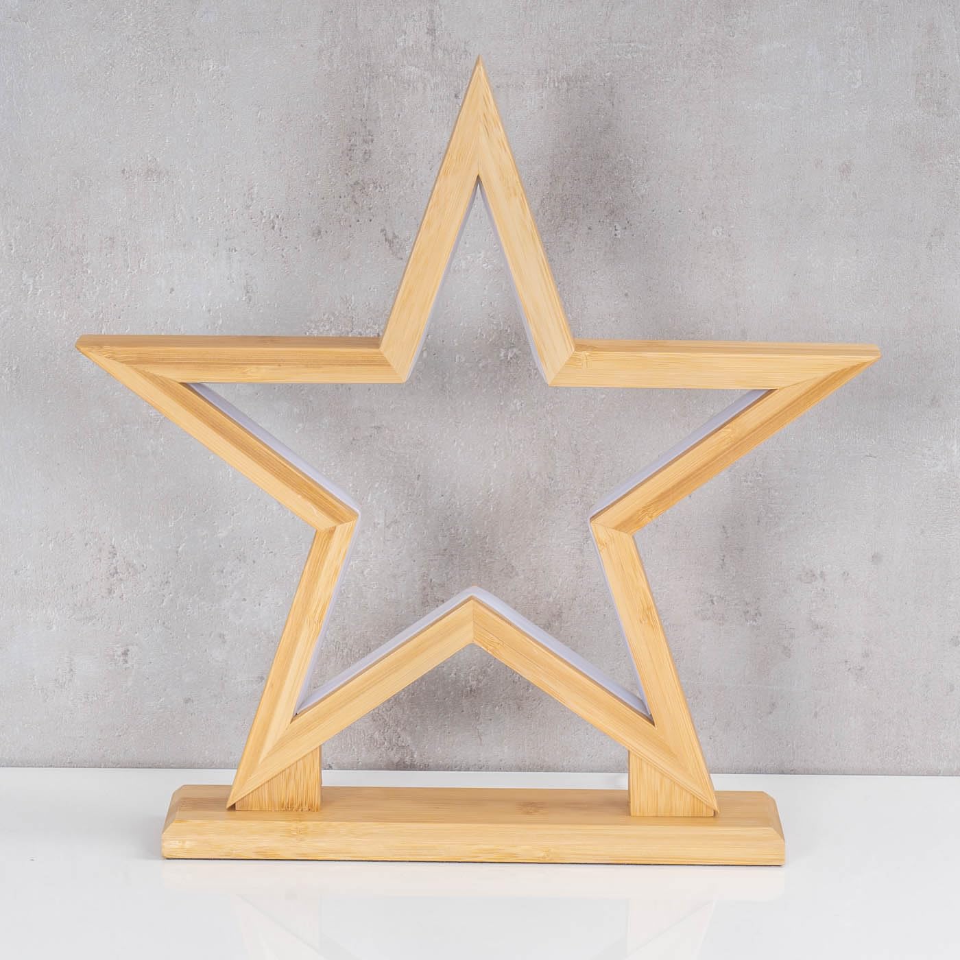 levandeo LED Stern Holz H33cm Tischlampe Bambus Weihnachten Dekoleuchte Weihnachtsdeko Weihnachtsstern Dekostern