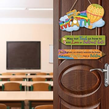Math Classroom Decor,Math Signs for Classroom,Math Teacher Sign,Mathematical Elements Wreath Door,School Learning Study Education Wall Decor for Teacher Classroom Office High School Math Lovers