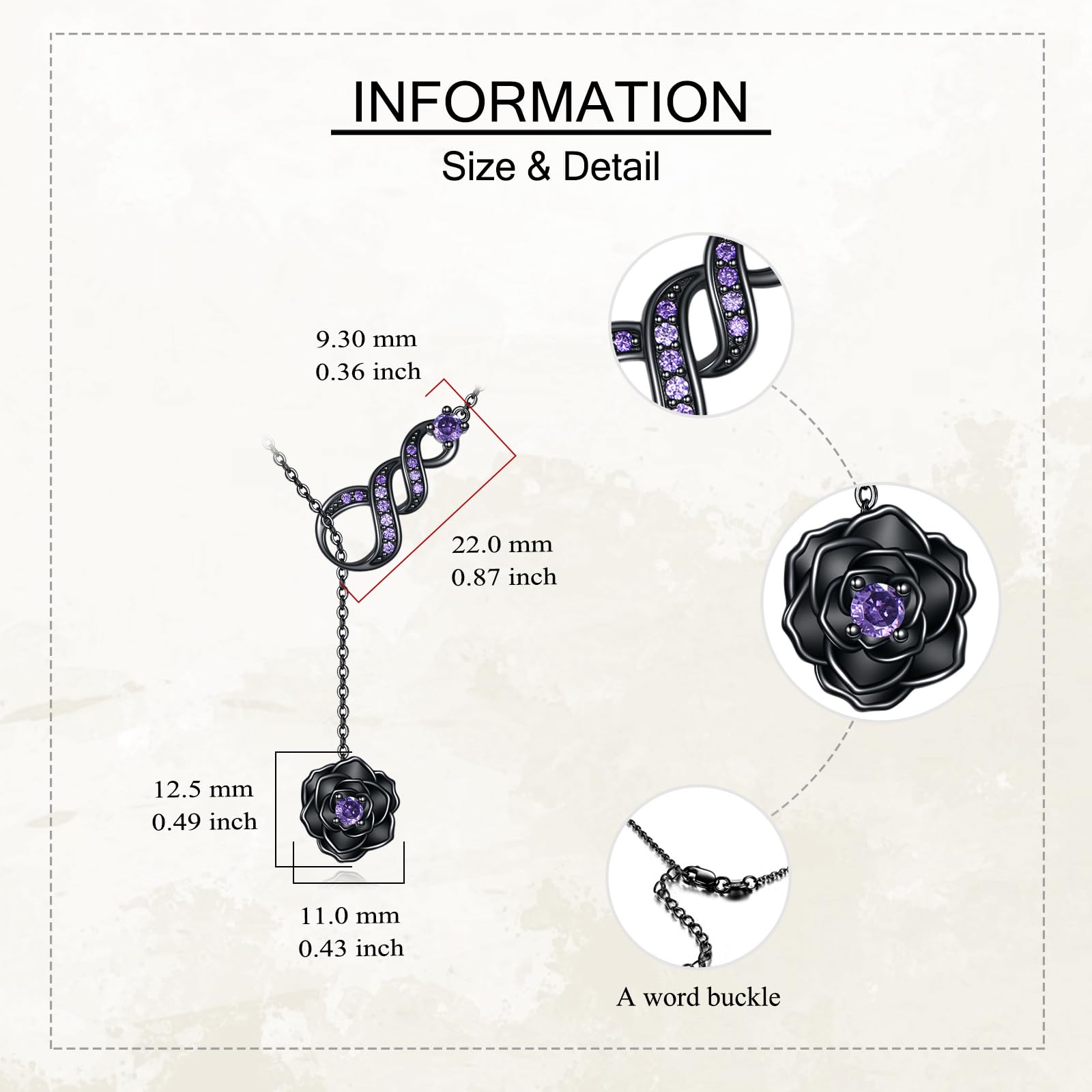 URONE Rosenkette aus Sterlingsilber Rose Unendlichkeits-Larait-Stab Y-Lariat Lange Kette Anhänger Blume Jahrestag Schmuck Geschenke für Damen