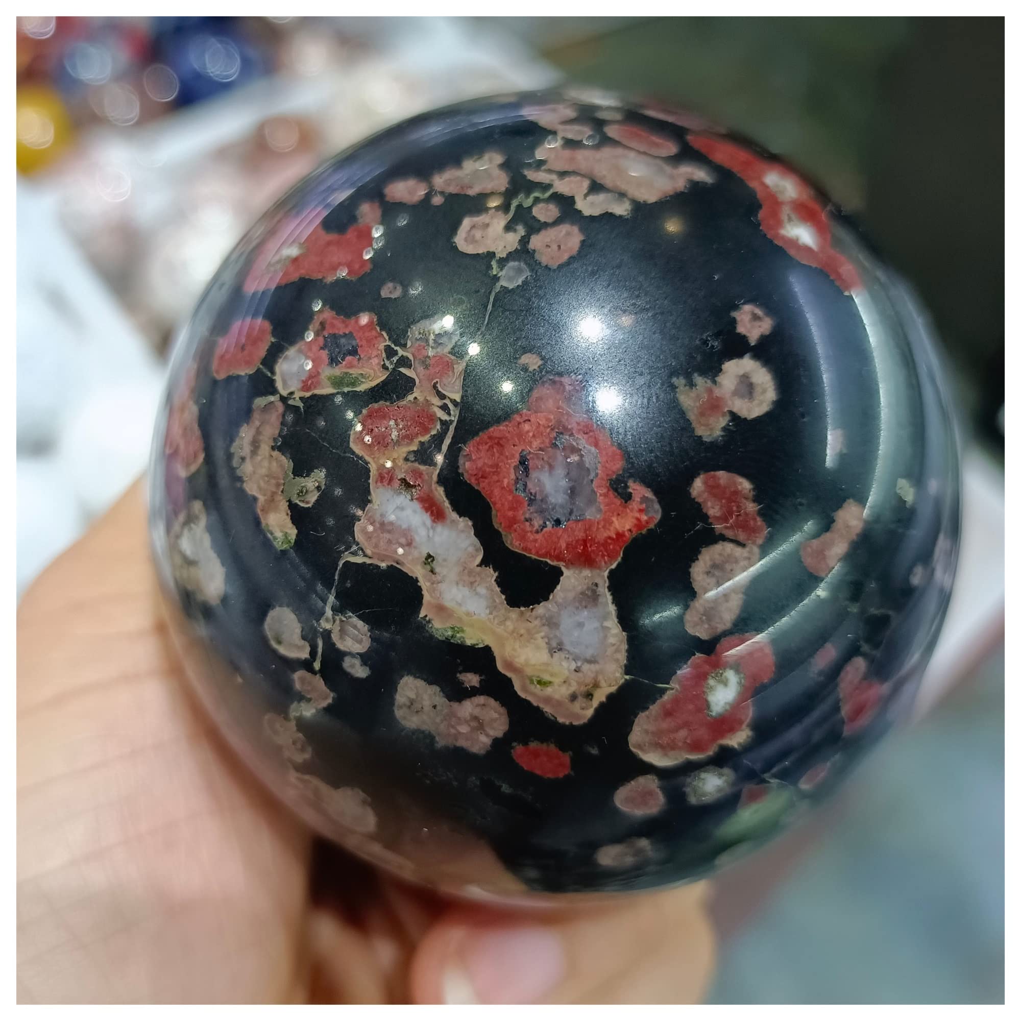 Cristallo Naturale Grezzo Naturale Fiore di Prugna Sfera di Giada Sfera Sfera di Cristallo di Quarzo Mento Collezioni di casa (Size : 650-700g)