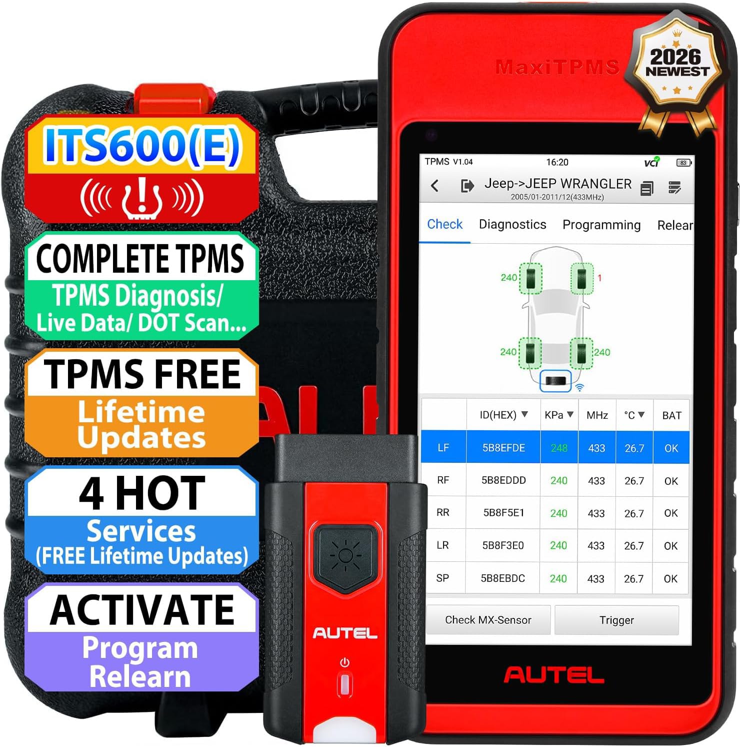 Autel MaxiTPMS ITS600 (E) Erweitertes TPMS Service Diagnosetool, 2026 Aktualisiert von TS508/TS601, ÖLS/EPB/BMS/SAS, Drahtloses Android 9.0, VIN Scan, MX-Sensor Program, Lebenslanges Aktualisieren