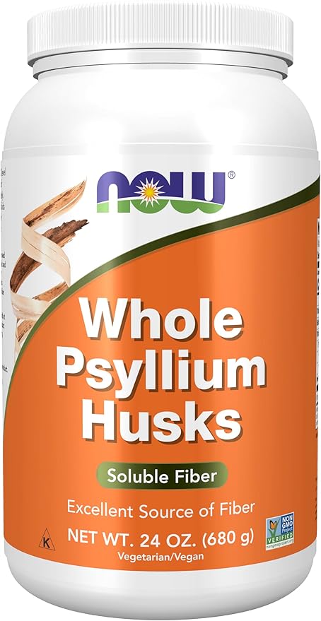 NOW Foods Supplements, Whole Psyllium Husks, Non-GMO Project Verified, Soluble Fiber, 24-Ounce