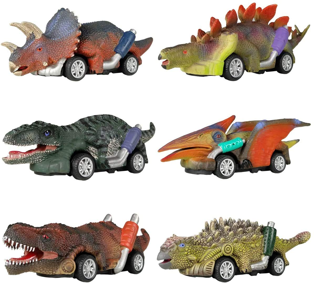 Dinosaur Toy Pull Back Cars, 6 Pack Dino Toys for 3 Year Old Boys and Toddlers, Boy Toys Age 3,4,5 and Up, Pull Back Toy Cars, Dinosaur Games with T-Rex