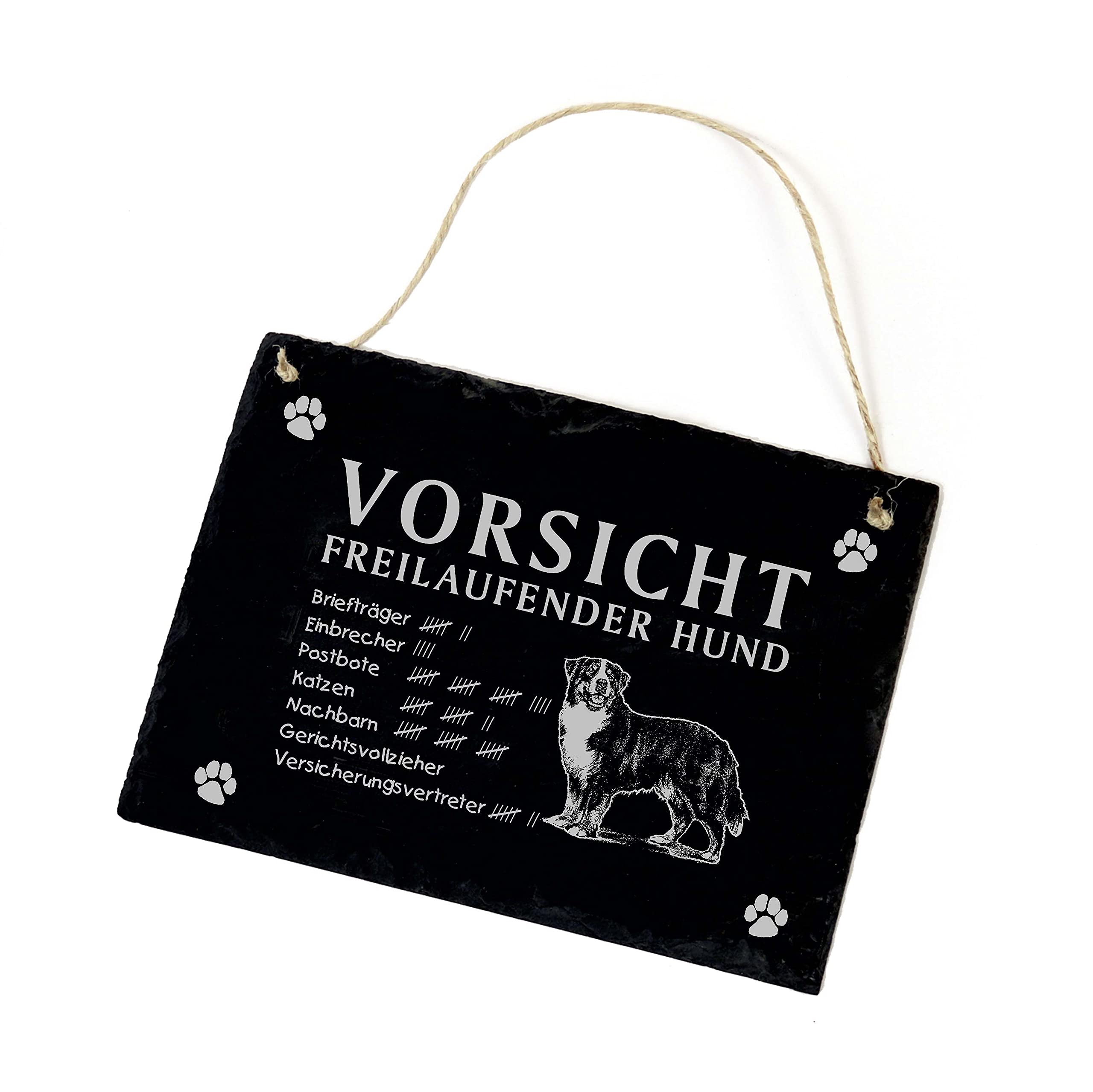 Türschild Aus Schiefer Für Golden Retriever Fans – 'Vorsicht Vor Dem Frauchen, Der Hund Ist Harmlos' | Graviert, Wetterfest, 22x16 Cm